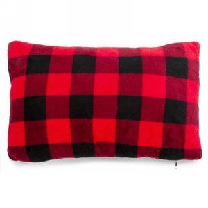 Christmas Red and Black Checkered Plush Rectangular Cushion Covers set of 2